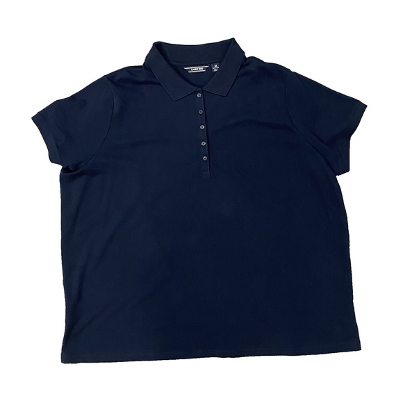 Lands End Shirt Womens Sz 3X Cotton Navy Blue Basic Casual Polo Pullover 24W-26W - Picture 8 of 8